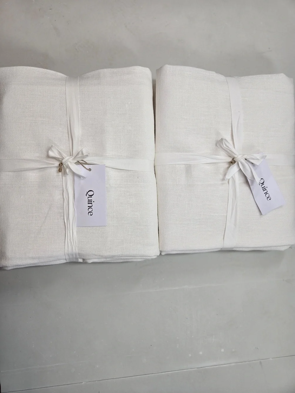 NWT QUINCE Set Of 2 48x108 Heavyweight European Linen Curtains White 0232
